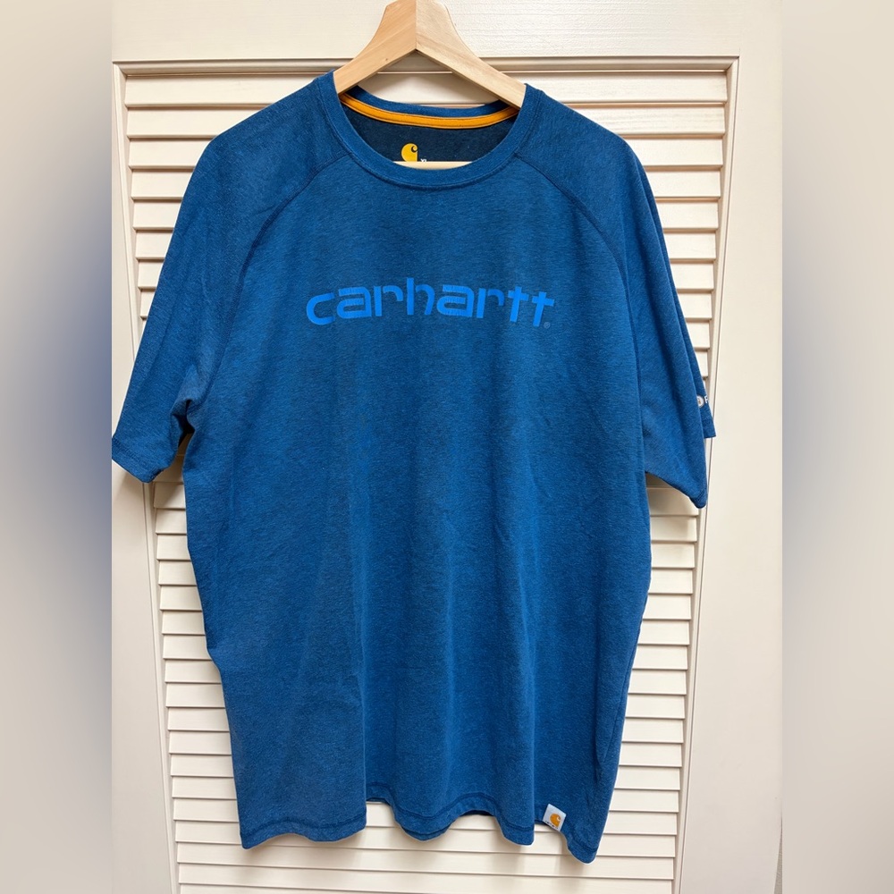 Carhartt Force T-Shirt XL Blue Relaxed Fit Short Sleeve Logo Workwear Outdoor